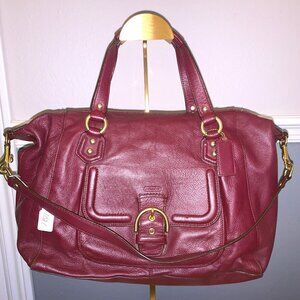 Leather Coach Handbag - Eggplant/Burgundy